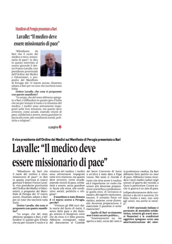 Lavalle: “Il medico deve essere missionario di pace” 20260519 quotidiano di bari lavalle il medico deve essere missionario di pace.pdf